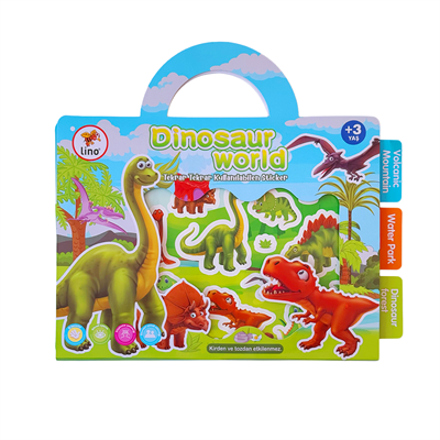 Dinozor Dünyası Sticker Kitabı - Tekrar Kullanılabilen Tükenmeyen 27 Stickerlı