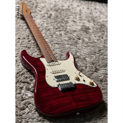 Soloking MS-11 Classic MKII in Transparent Red with Roasted Maple FB and 5A Flame Top Special Run W/Gigbag
