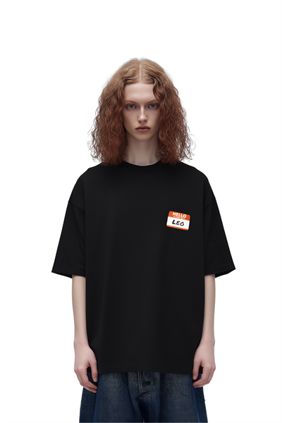 Kadın Oversize Siyah T-Shirt Aslan Burcu