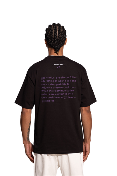 Erkek Oversize Siyah T-Shirt Yay Burcu