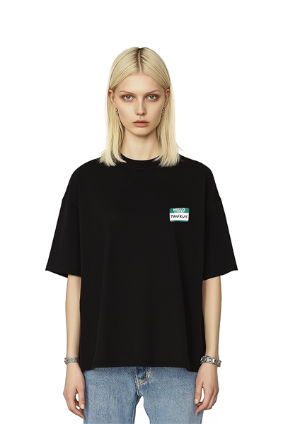 Kadın Oversize Siyah T-Shirt Boğa Burcu