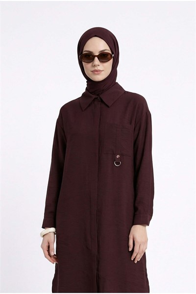 Cebi Toka Detaylı Uzun Tunik Bordo 26YT419