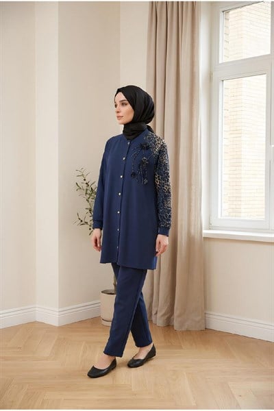MODAL LEOPAR KAP PANTOLON TAKIM-Lacivert
