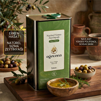 2025-2026 Premium Erken Hasat 5 Litre Natürel Sızma Soğuk Sıkım Zeytinyağı -ZEYTİNYAĞI