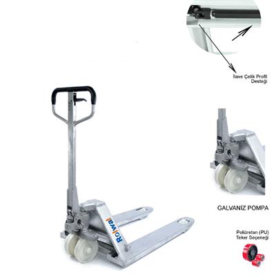 Rolwal 2.5 Ton Galvaniz Paslanmaz Transpalet FP-TR-25-G