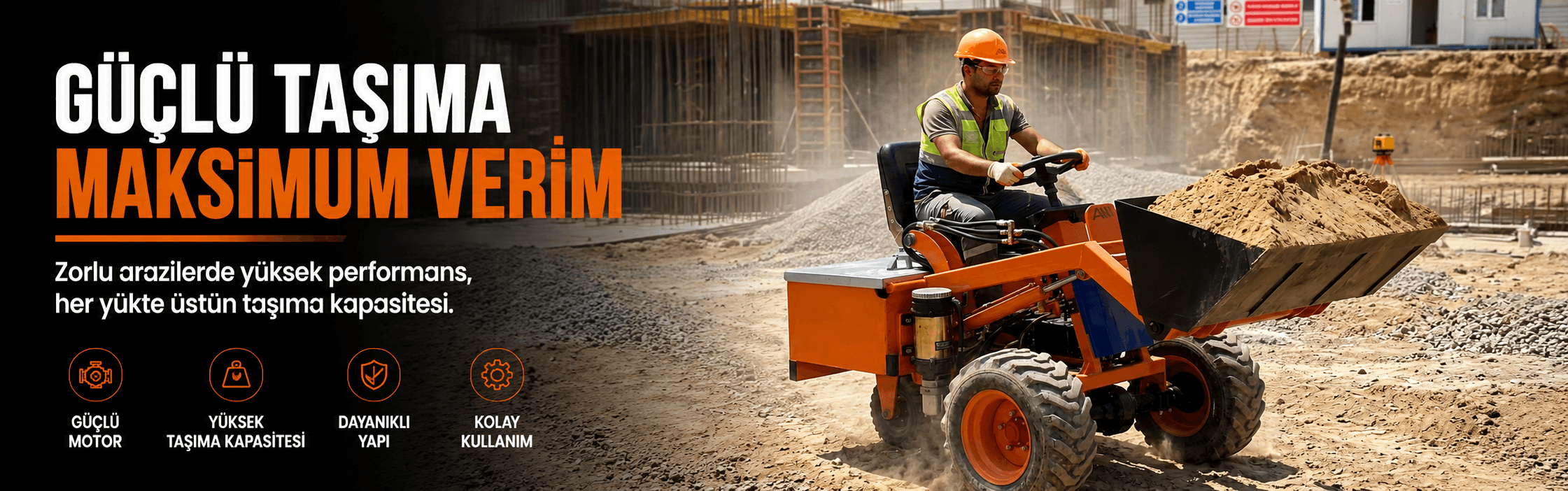 3 Tekerlekli Mini Elektrikli Yükleyici 500 kg Kapasiteli