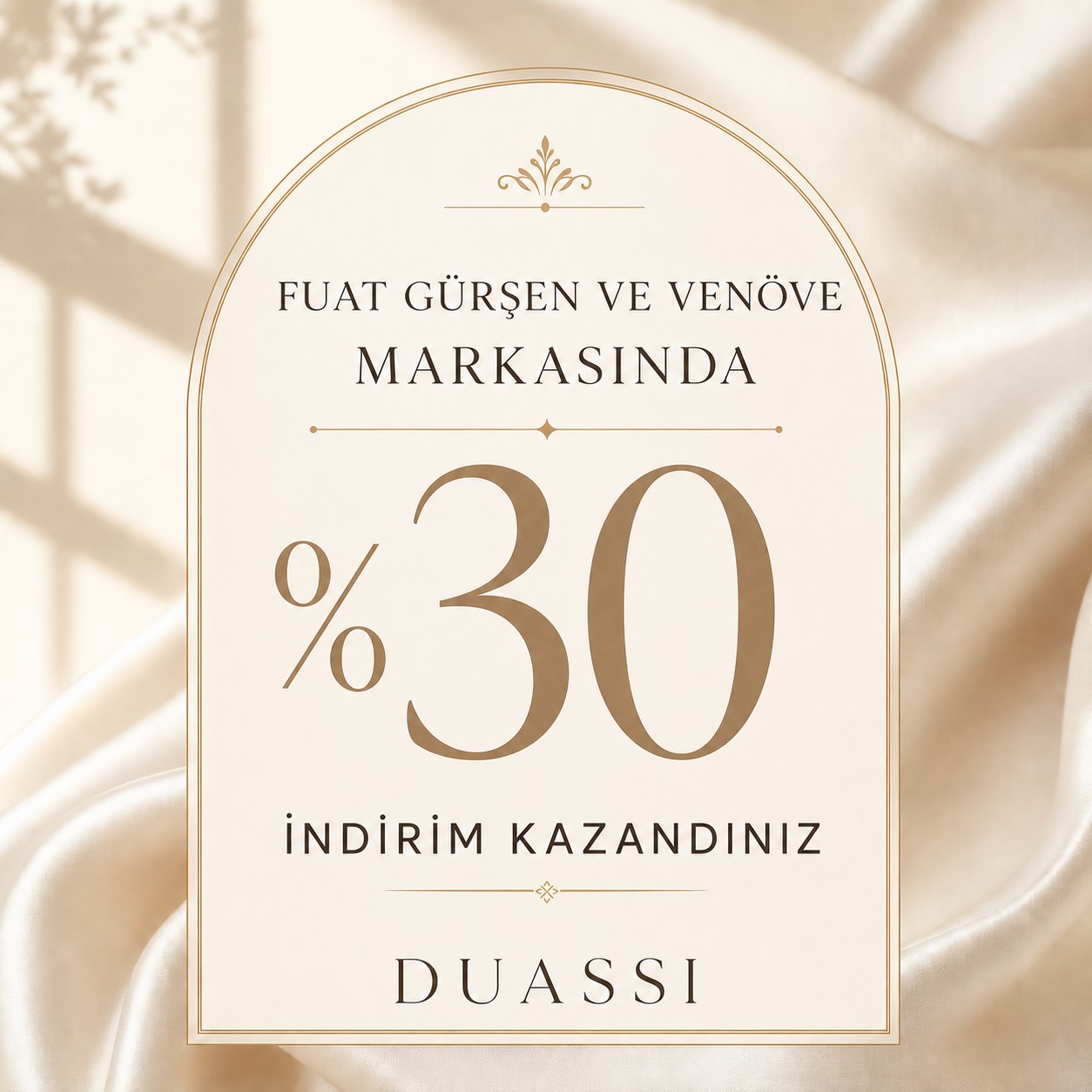 Fuat Gürşen ve Venöve markasında yüzde 30 indirim kazandınız