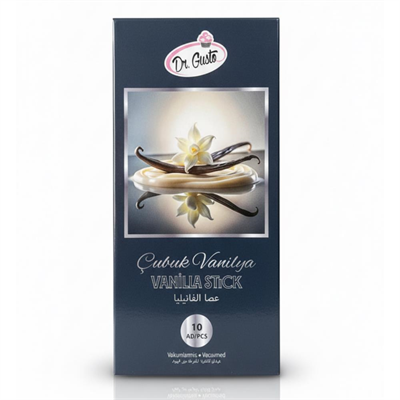 Dr. Gusto 10lu Çubuk Vanilya Vakumlu Paket - Doğal Aromalı Vanilya Çubuğu