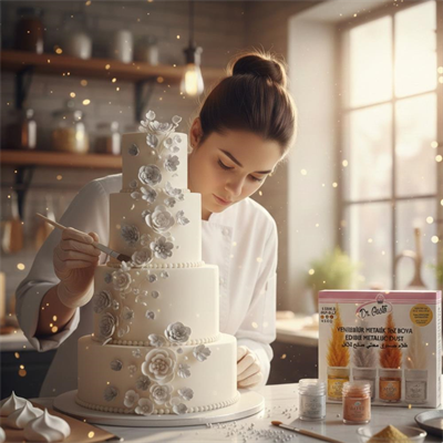 4’lü Metalik Toz Gıda Boyası 4 Gr + Boya Çözücü 40 Gr Set