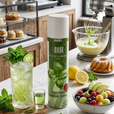 4RR Yeşil Nane Aromalı Kahve & Tropikal İçecek & Kokteyl Şurubu 750 ml