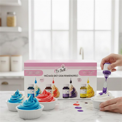 Dr. Gusto 8li Set Likit Yağ Bazlı Gıda Boyası 25 gr - Çikolata, Şeker Hamuru ve Pasta Dekorasyonu Boyası