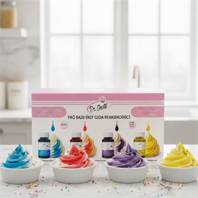 Dr. Gusto 8li Set Likit Yağ Bazlı Gıda Boyası 25 gr - Çikolata, Şeker Hamuru ve Pasta Dekorasyonu Boyası