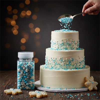 Açık Mavi Pasta – Cupcake Süsleme Şekeri 100 g | Yılbaşı Konseptli Dekor Şekeri