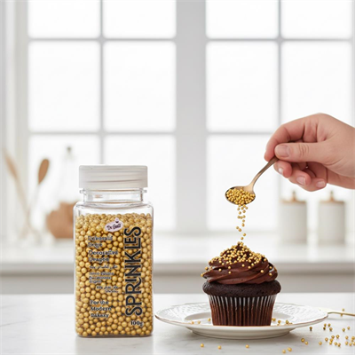 Dr. Gusto Altın Boncuk Şeker 2 Mm - 100 gr | Pasta, Cupcake ve Tatlı Süsleme Boncuğu