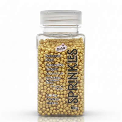 Dr. Gusto Altın Boncuk Şeker 2 Mm - 100 gr | Pasta, Cupcake ve Tatlı Süsleme Boncuğu