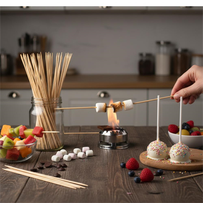 Efe Pastacılık Bambu Çöp Şiş 25 cm - 100lü | Barbekü, Sunum, Parti ve Mutfak Kullanımı için