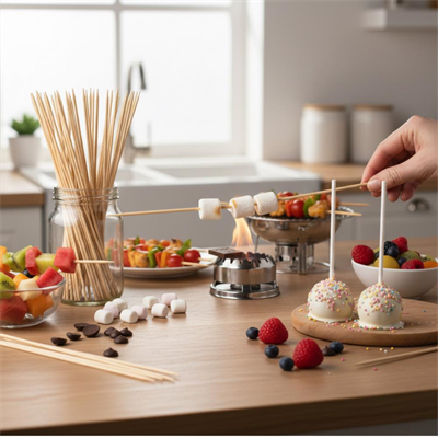 Efe Pastacılık Bambu Çöp Şiş 25 cm - 100lü | Barbekü, Sunum, Parti ve Mutfak Kullanımı için