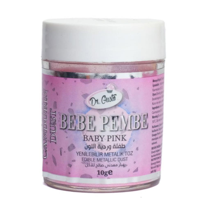 Dr. Gusto Bebe Pembe Metalik Toz Gıda Boyası 10 gr - Pasta, Çikolata ve Dekor Ürünleri için Parlak Metalik Boya