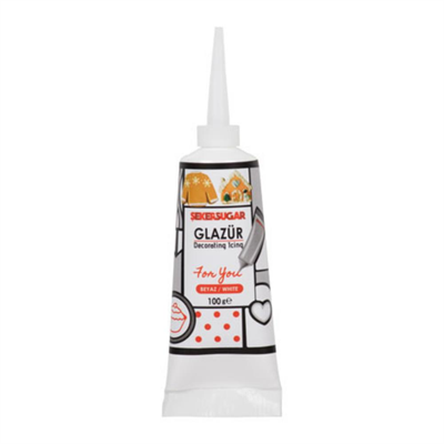 Beyaz Glazür Tüp 100 g – Pasta, Kurabiye ve Tatlı Süsleme Sosu