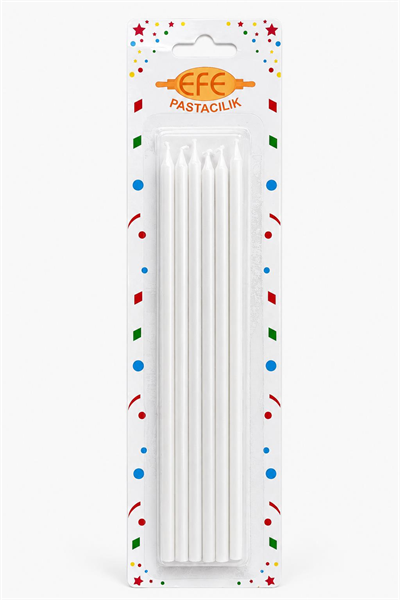 Beyaz Uzun Pasta Mumu 20 Cm