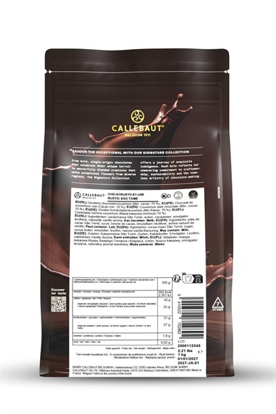 Callebaut Signature Collection Rustic São Tomé Bitter Çikolata 1 Kg