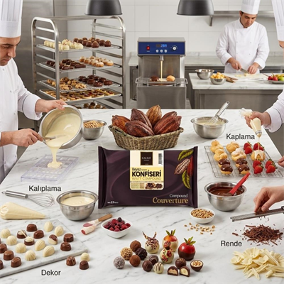 Callei Chocolate Beyaz Konfiseri Kokolin Blok 2,5 kg - Pasta, Tatlı ve Dekor Kaplamaları için Yoğun Beyaz Kokolin