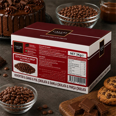 Callei Chocolate Sütlü Damla Çikolata 3 KG – Pasta, Kurabiye ve Tatlı Tarifleri İçin Profesyonel Sütlü Çikolata