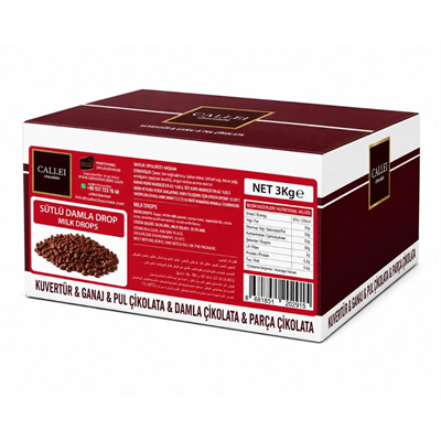 Callei Chocolate Sütlü Damla Çikolata 3 KG – Pasta, Kurabiye ve Tatlı Tarifleri İçin Profesyonel Sütlü Çikolata