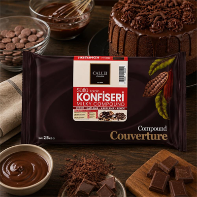 Callei Chocolate Sütlü Konfiseri Kokolin Blok 2,5 kg - Pasta, Tatlı ve Çikolata Kaplamaları için Yoğun Sütlü Kokolin