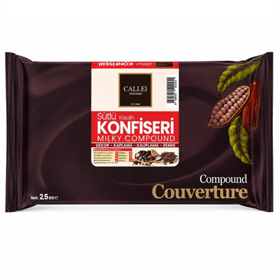 Callei Chocolate Sütlü Konfiseri Kokolin Blok 2,5 KG – Pasta, Tatlı ve Çikolata Kaplamaları İçin Yoğun Sütlü Kokolin