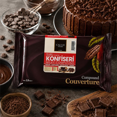 Callei Chocolate Sütlü Konfiseri Kokolin Blok 2,5 kg - Pasta, Tatlı ve Çikolata Kaplamaları için Yoğun Sütlü Kokolin