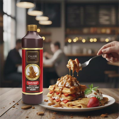 Callei Karamelize Bisküvili Waffle & Pancake Çikolata Sosu 1 Kg – Yoğun Aromalı Tatlı Sosu