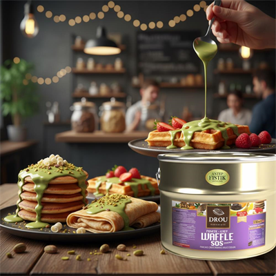 Callei Waffle Antep Fıstık & Krep Sosu 10 kg – Yoğun Antep Fıstıklı Profesyonel Tatlı Sosu