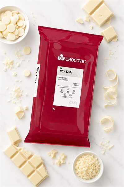 Chocovic Beyaz Kuvertür Blok Çikolata 2,5 Kg