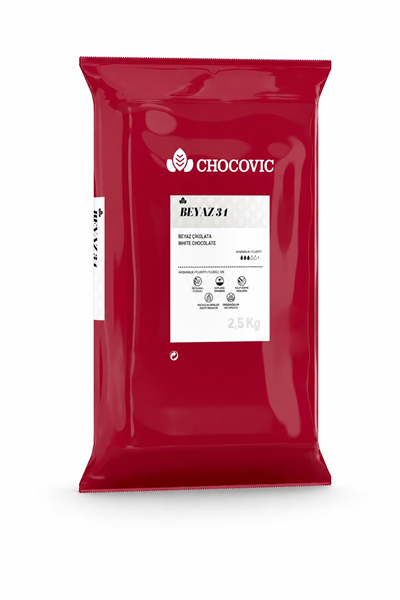 Chocovic Beyaz Kuvertür Blok Çikolata 2,5 Kg