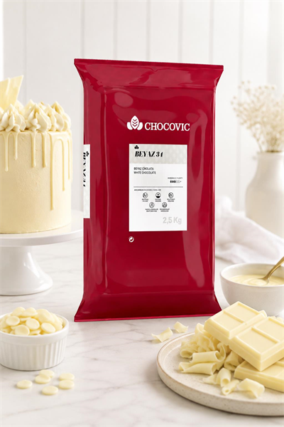 Chocovic Beyaz Kuvertür Blok Çikolata 2,5 Kg