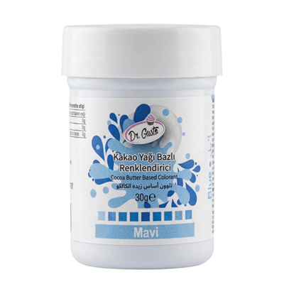 Dr. Gusto Çikolata Boyası Mavi 30 gr - Yağ Bazlı Gıda Boyası (Kakao Yağı, Çikolata ve Ganaj için)