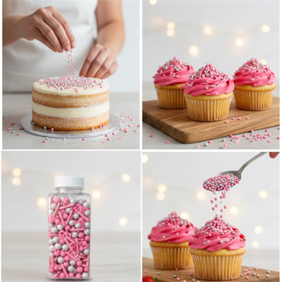 Dekoratif Şeker Pembe 250 g – Pasta, Cupcake ve Tatlı Süslemeleri İçin Dekoratif Şeker