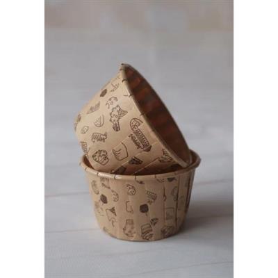 Desenli Kek Kapsülü Kraft Desenli Muffin Kek Kalıbı , Cupcake Kalıbı , Airfryer Uyumlu 50 li