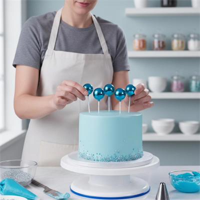Disko Top Mavi – Pasta ve Tatlı Üzeri Dekoratif Süs (12li Set)