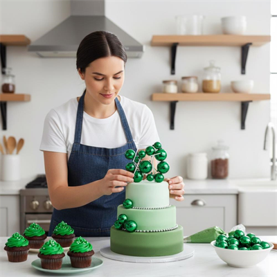 Disko Top Yeşil – Pasta ve Tatlı Üzeri Dekoratif Süs (12li Set)