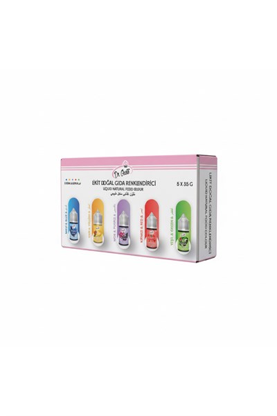 Doğal Sıvı Gıda Boyası 5x35 GR Mavi Sarı Mor Kırmızı Yeşil