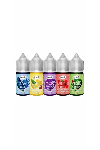 Doğal Sıvı Gıda Boyası 5x35 GR Mavi Sarı Mor Kırmızı Yeşil