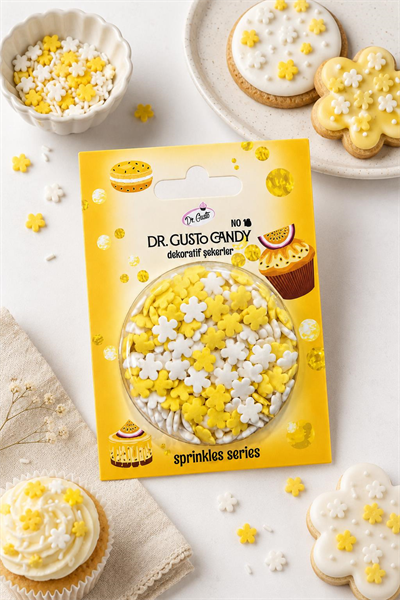 Dr. Gusto Sarı Beyaz Papatya Pasta Süsleme Şekeri