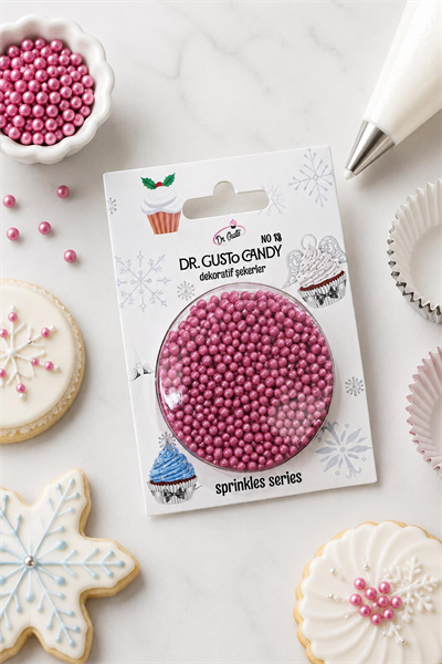 Dr. Gusto 2 mm Pembe Boncuk Pasta Süsleme Şekeri