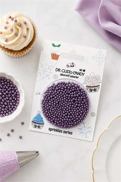 Dr. Gusto 2 mm Mor Boncuk Pasta Süsleme Şekeri