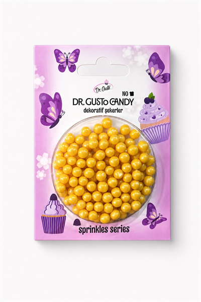 Dr. Gusto 4 mm Sarı Boncuk Pasta Süsleme Şekeri