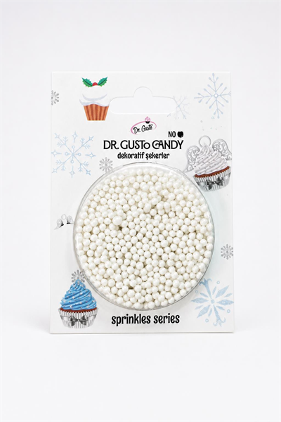 Dr. Gusto 2 mm Beyaz Boncuk Pasta Süsleme Şekeri