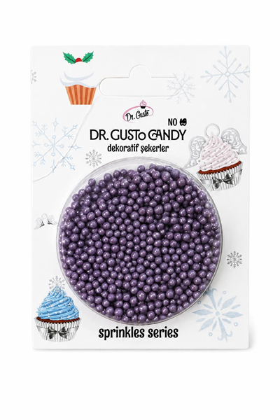 Dr. Gusto 2 mm Mor Boncuk Pasta Süsleme Şekeri