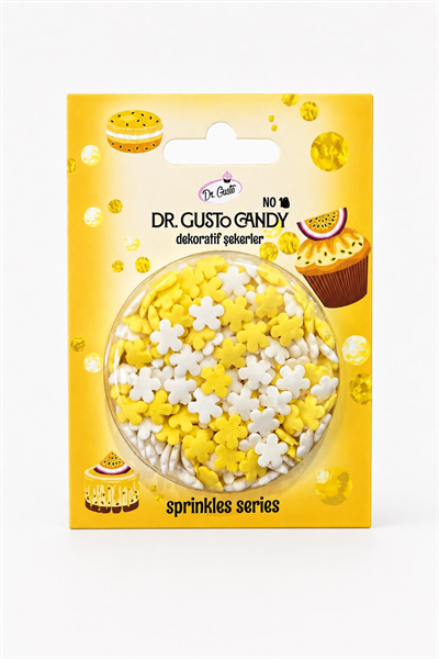 Dr. Gusto Sarı Beyaz Papatya Pasta Süsleme Şekeri